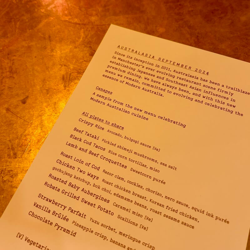 Australasia - Menu Preview Sept 24